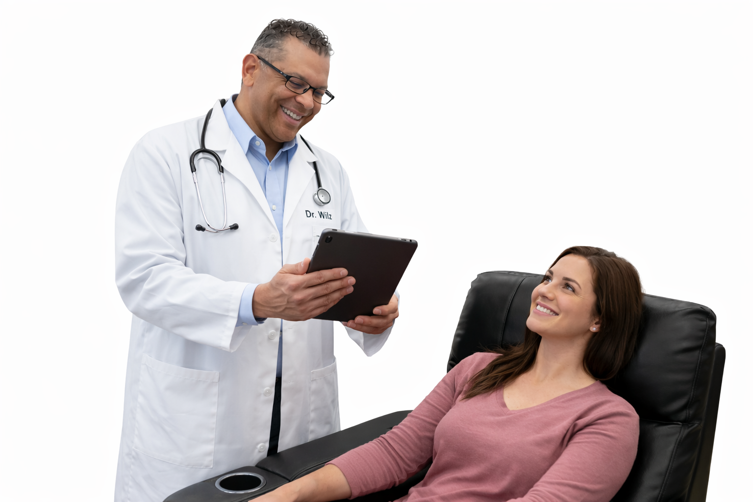 Dr. Daniel Wiltz consulting with a patient at Healthy Solutions Clinic