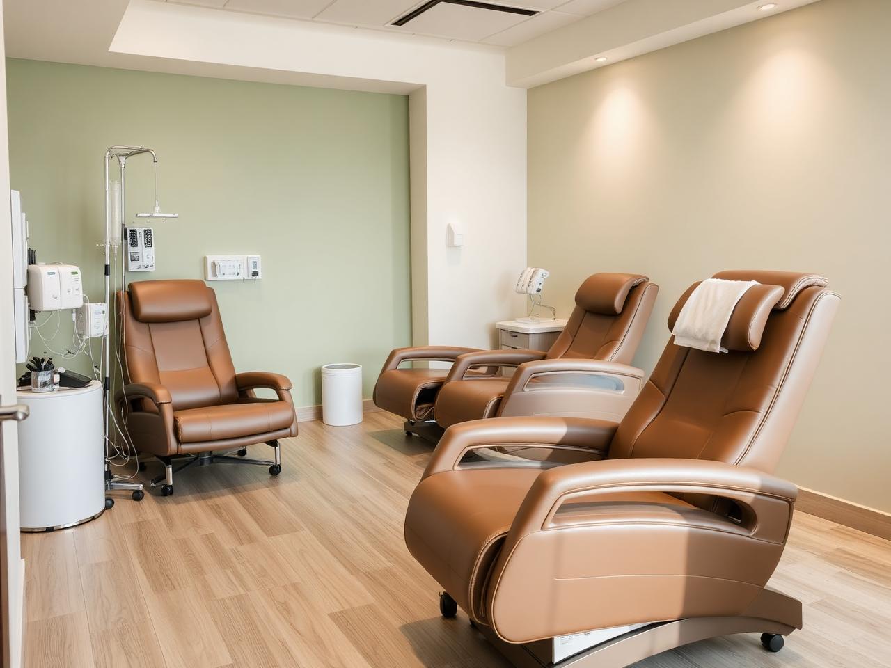 Private infusion recliners and massage chairs at Healthy Solutions Clinic