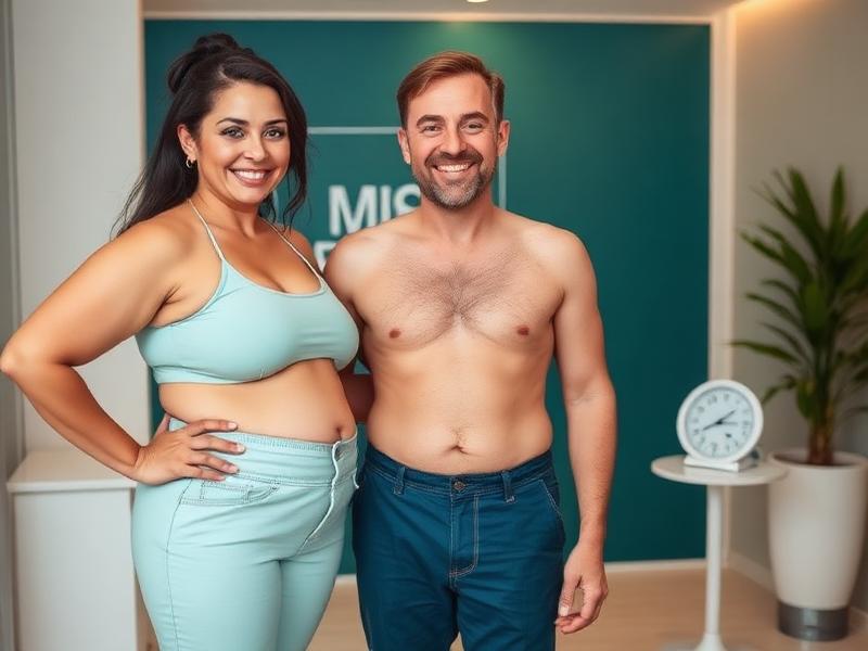 Patient reviewing medical weight loss results with clinical staff