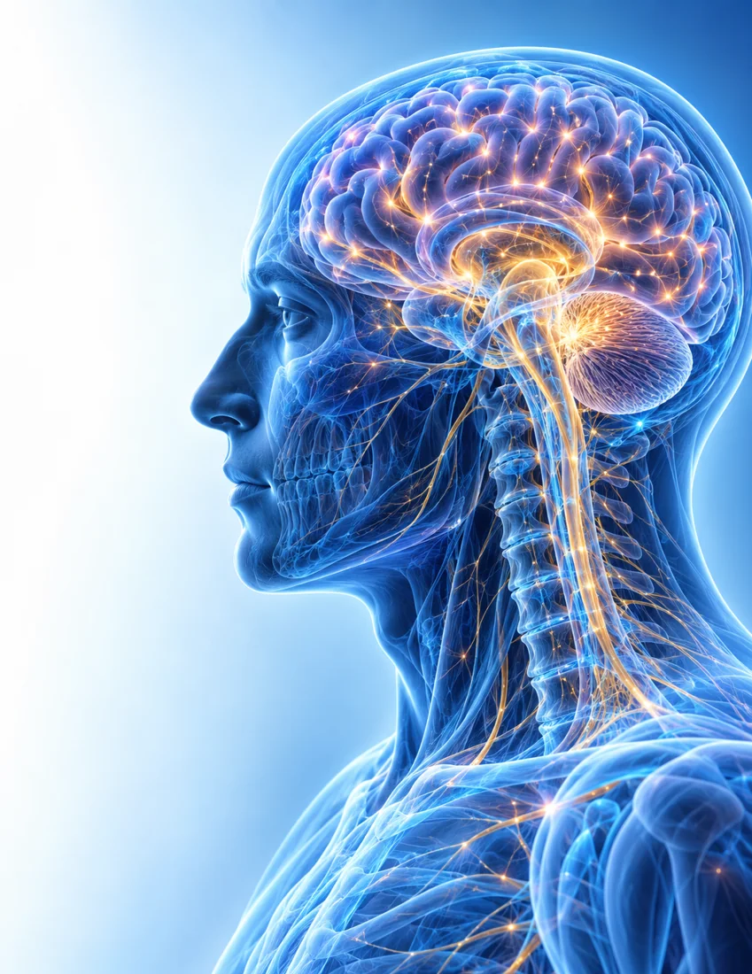 Conceptual illustration of brain signaling research