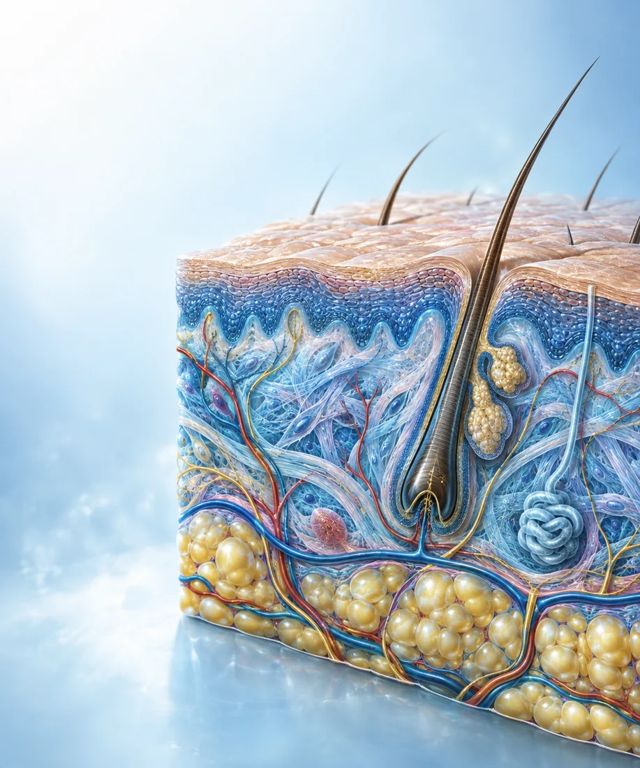 Conceptual illustration of skin structure research