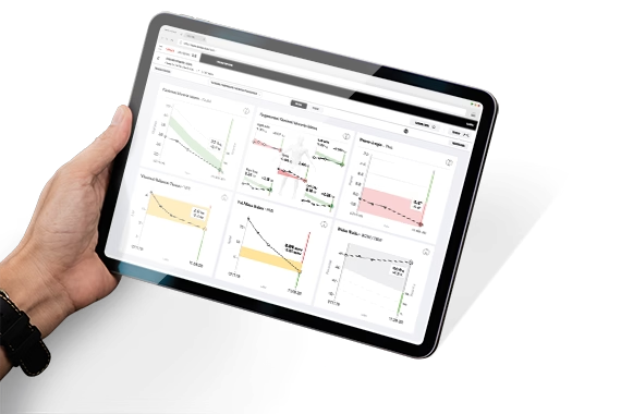 Tablet displaying seca body composition results
